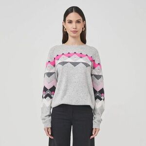 Brodie Cashmere Maglia Asymmetrical Diamond Print Sweater
